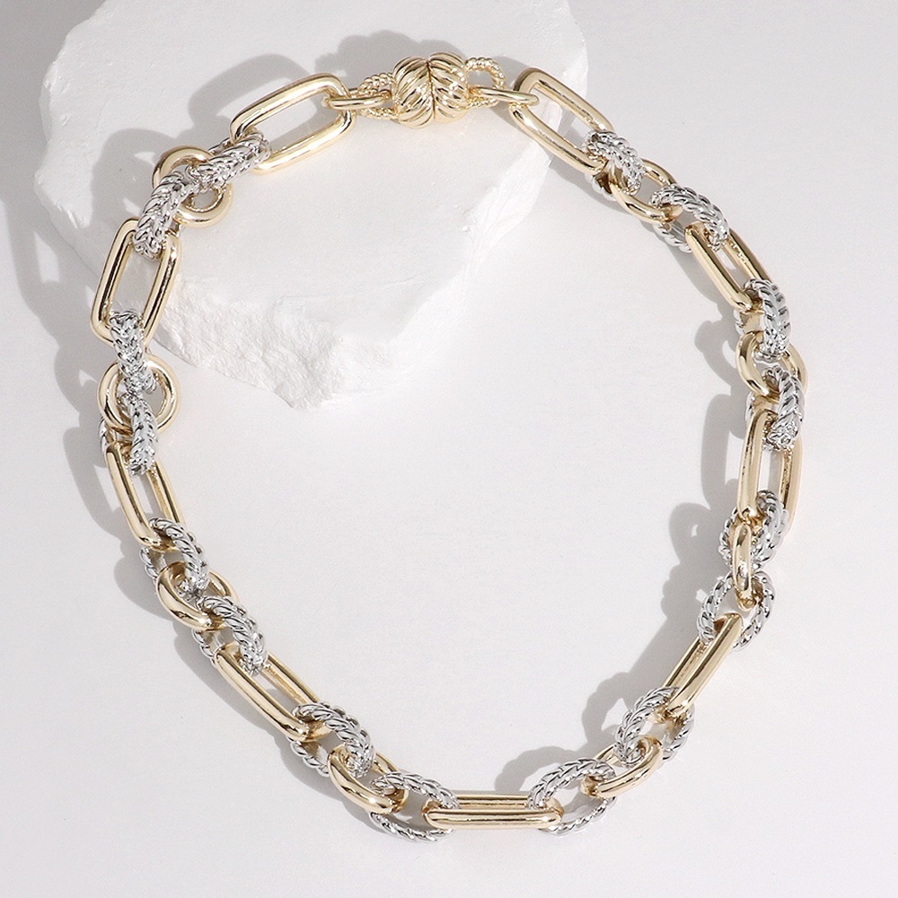 Two Tone Textured Chain Magnetic Necklace